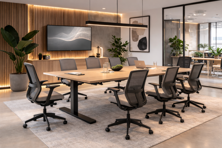 table de réunion réglable en hauteur