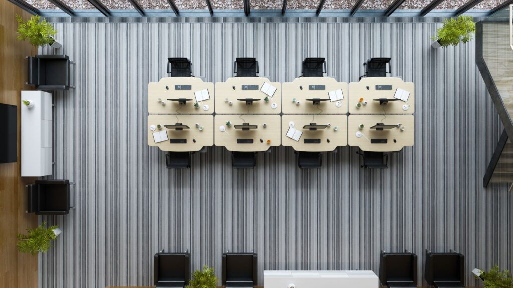 vue d'ensemble de plusieurs bureaux